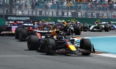 Miami GP Sprint: Max Verstappen beats Charles Leclerc as Lewis Hamilton penalised and Lando Norris retires