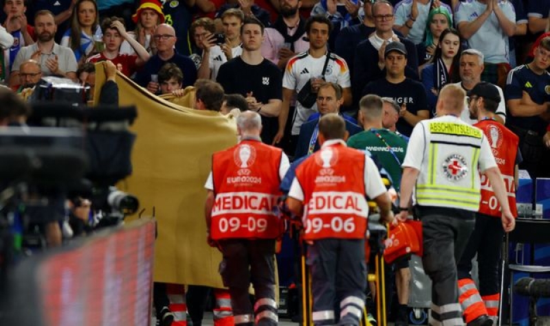 Hungary player Barnabas Varga stable in hospital after injury in match against Scotland