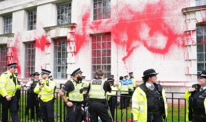 Five pro-Palestine protesters arrested after spraying red paint over Ministry of Defence building