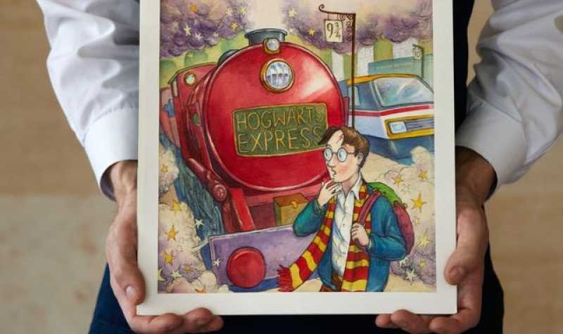 Harry Potter watercolour for first book in JK Rowling series up for auction at &#039;record estimate&#039;