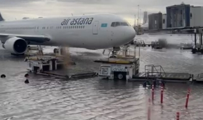 Dubai airport: Arrival flights diverted as city-state struck by year&#039;s rainfall in a day