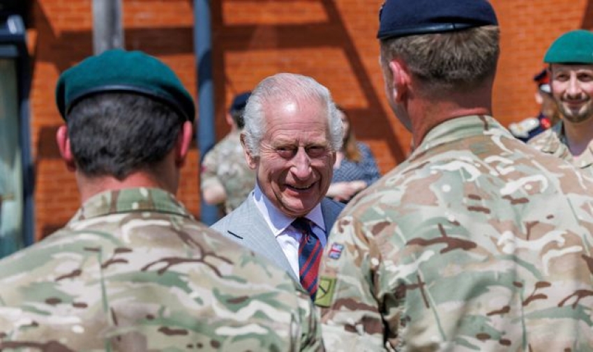 King Charles jokes about being 'allowed out of my cage' during Surrey army barracks visit